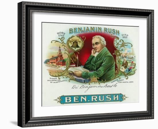 Benjamin Rush Brand Cigar Box Label, Founder of Dickinson College-Lantern Press-Framed Art Print