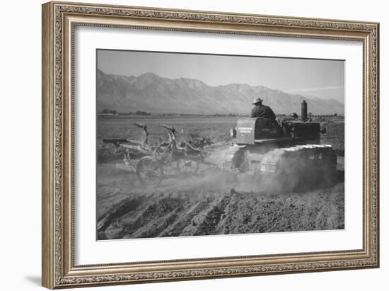 Benji Iguchi Driving Tractor in Field-Ansel Adams-Framed Art Print