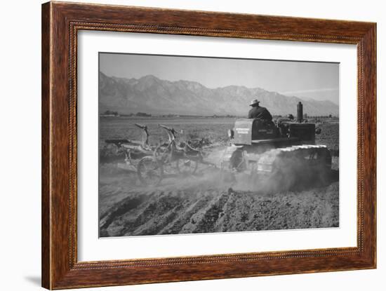 Benji Iguchi Driving Tractor in Field-Ansel Adams-Framed Art Print