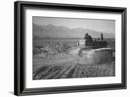 Benji Iguchi Driving Tractor in Field-Ansel Adams-Framed Art Print