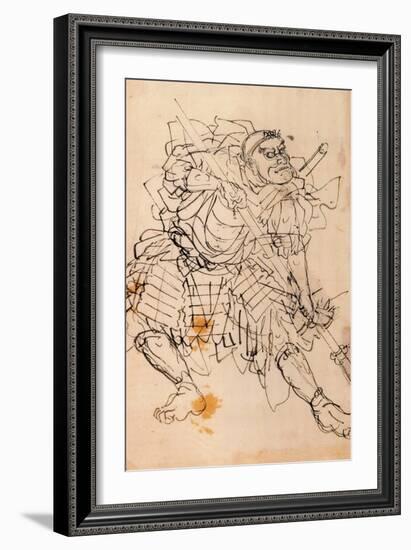 Benkei Holding a Halberd-Kuniyoshi Utagawa-Framed Giclee Print