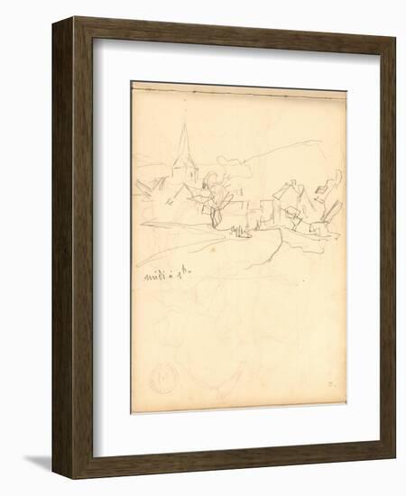 Bennecourt (Pencil on Paper)-Claude Monet-Framed Giclee Print