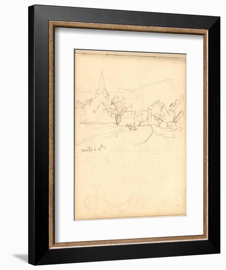 Bennecourt (Pencil on Paper)-Claude Monet-Framed Giclee Print