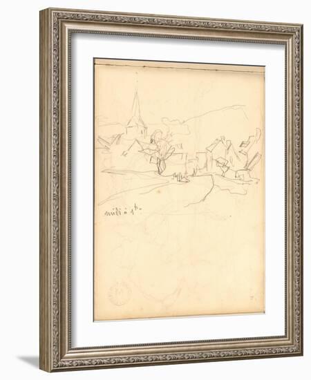 Bennecourt (Pencil on Paper)-Claude Monet-Framed Giclee Print