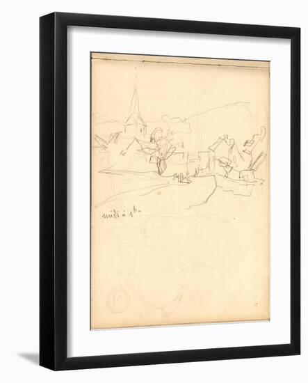 Bennecourt (Pencil on Paper)-Claude Monet-Framed Giclee Print