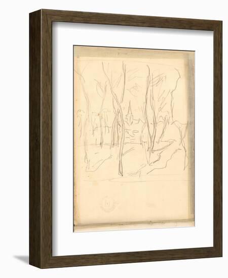 Bennecourt Seen Through the Trees (Pencil on Paper)-Claude Monet-Framed Giclee Print