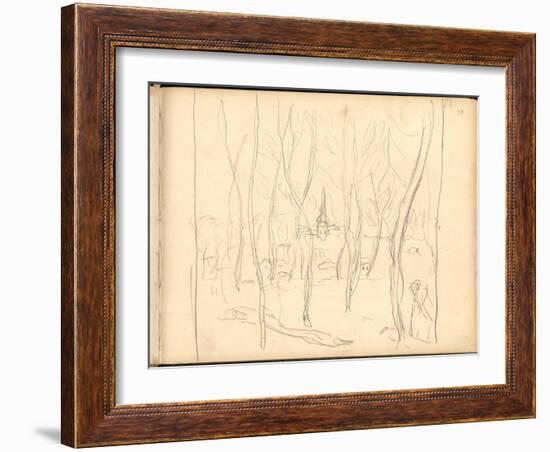 Bennecourt Seen Through the Trees (Pencil on Paper)-Claude Monet-Framed Giclee Print