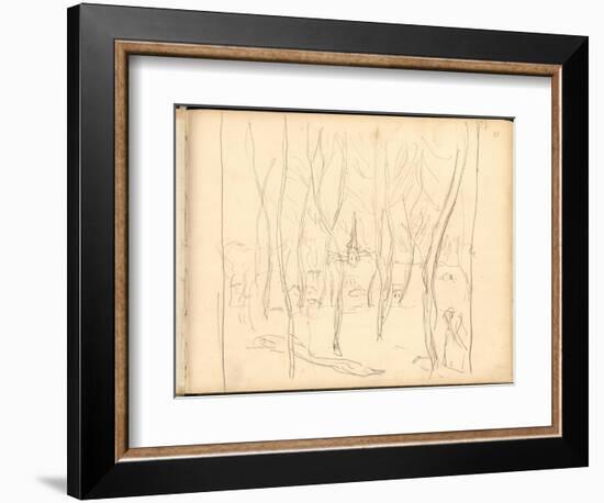 Bennecourt Seen Through the Trees (Pencil on Paper)-Claude Monet-Framed Giclee Print