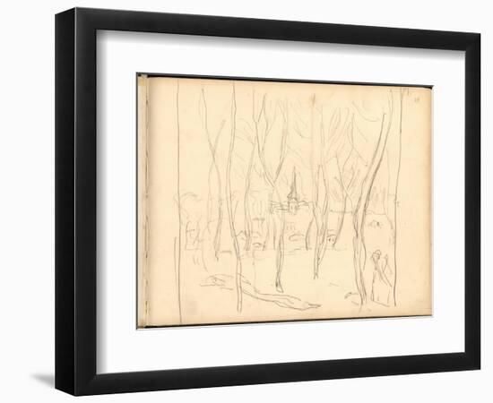 Bennecourt Seen Through the Trees (Pencil on Paper)-Claude Monet-Framed Giclee Print