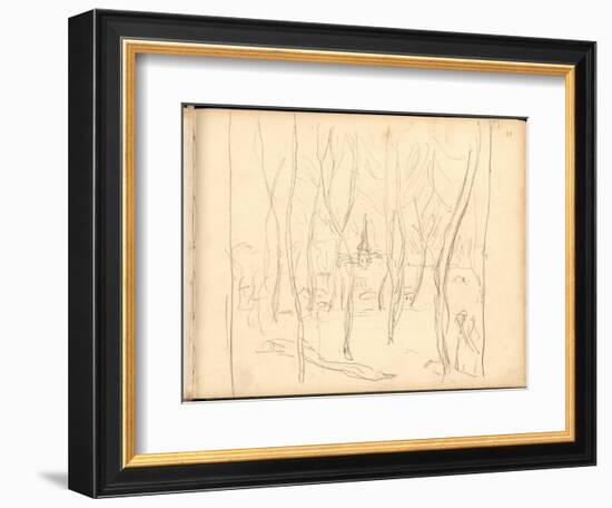 Bennecourt Seen Through the Trees (Pencil on Paper)-Claude Monet-Framed Giclee Print