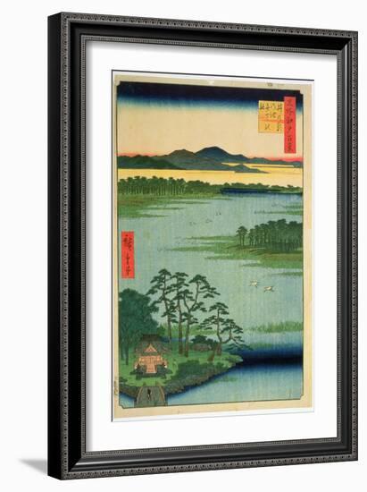 Benten Shrine, Inokashia Pond, from the Series 'One Hundred Famous Views of Edo', 1856-Ando Hiroshige-Framed Giclee Print