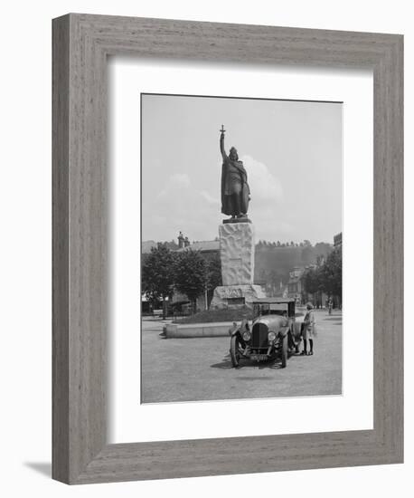 Bentley EXP3 in front of the statue of King Alfred, High Street, Winchester, Hampshire, c1920s-Bill Brunell-Framed Photographic Print