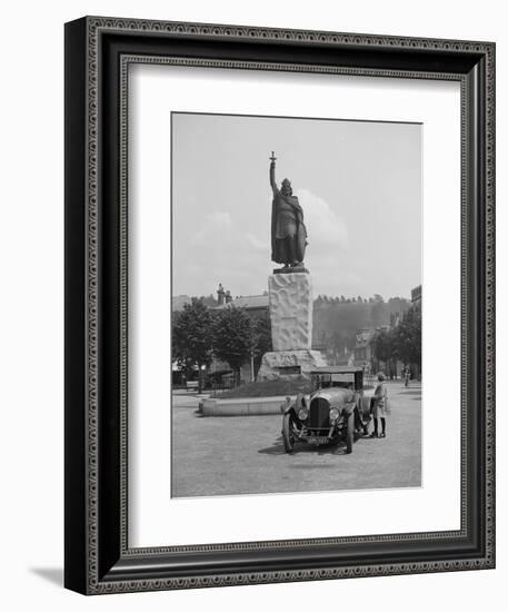 Bentley EXP3 in front of the statue of King Alfred, High Street, Winchester, Hampshire, c1920s-Bill Brunell-Framed Photographic Print