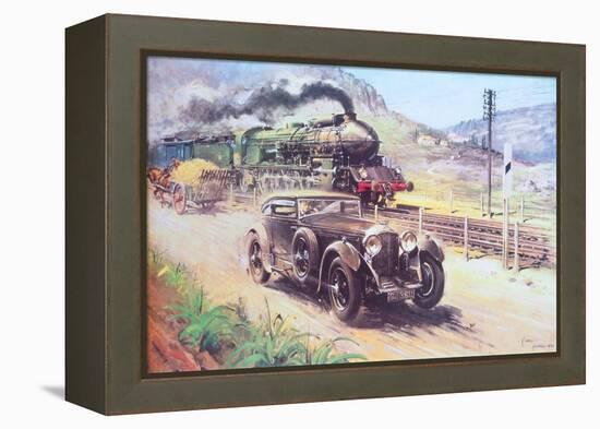 Bentley Vs Blue Train (Oil on Canvas)-Terence Cuneo-Framed Premier Image Canvas