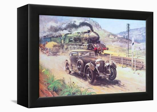 Bentley Vs Blue Train (Oil on Canvas)-Terence Cuneo-Framed Premier Image Canvas