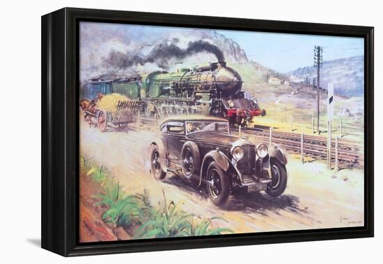 Bentley Vs Blue Train (Oil on Canvas)-Terence Cuneo-Framed Premier Image Canvas