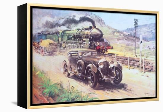 Bentley Vs Blue Train (Oil on Canvas)-Terence Cuneo-Framed Premier Image Canvas