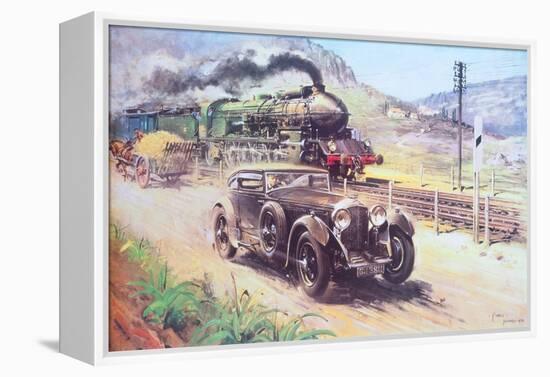 Bentley Vs Blue Train (Oil on Canvas)-Terence Cuneo-Framed Premier Image Canvas