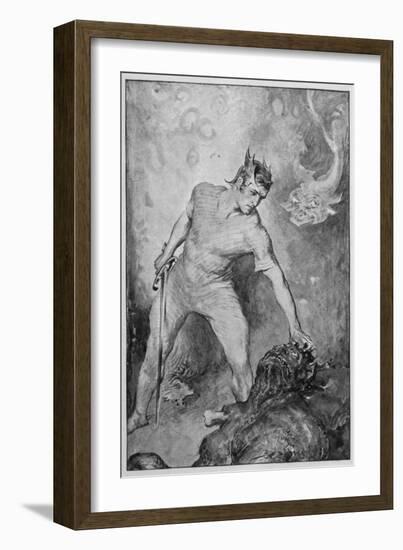 Beowulf Shears off Grendel's Head and Kills Him-John Henry Frederick Bacon-Framed Art Print