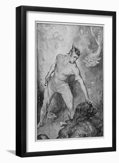 Beowulf Shears off Grendel's Head and Kills Him-John Henry Frederick Bacon-Framed Art Print