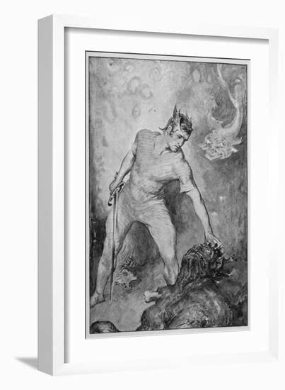 Beowulf Shears off Grendel's Head and Kills Him-John Henry Frederick Bacon-Framed Art Print