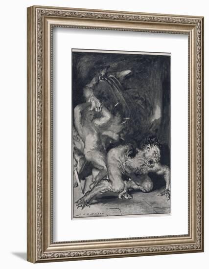Beowulf Who Has the Strength of Thirty Men Rips off the Arm of Grendel the Monster-John Henry Frederick Bacon-Framed Photographic Print