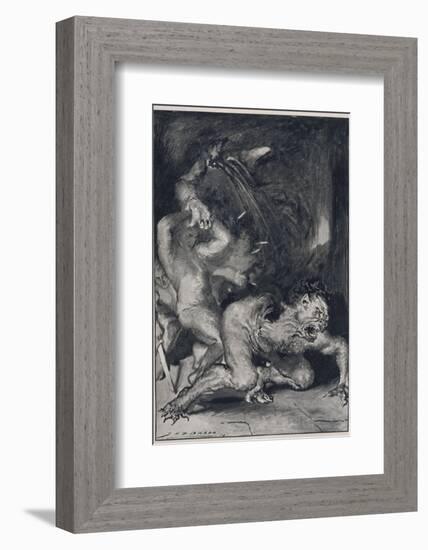 Beowulf Who Has the Strength of Thirty Men Rips off the Arm of Grendel the Monster-John Henry Frederick Bacon-Framed Photographic Print