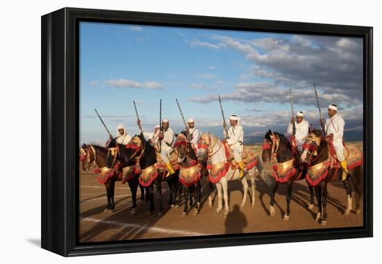 Berber Horsemen Lined Up for a Fantasia, Dades Valley, Morocco-null-Framed Stretched Canvas