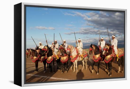 Berber Horsemen Lined Up for a Fantasia, Dades Valley, Morocco-null-Framed Stretched Canvas