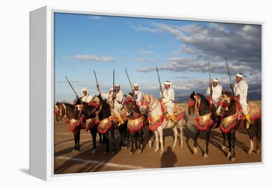 Berber Horsemen Lined Up for a Fantasia, Dades Valley, Morocco-null-Framed Stretched Canvas