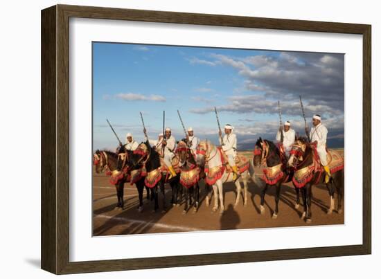 Berber Horsemen Lined Up for a Fantasia, Dades Valley, Morocco-null-Framed Photographic Print