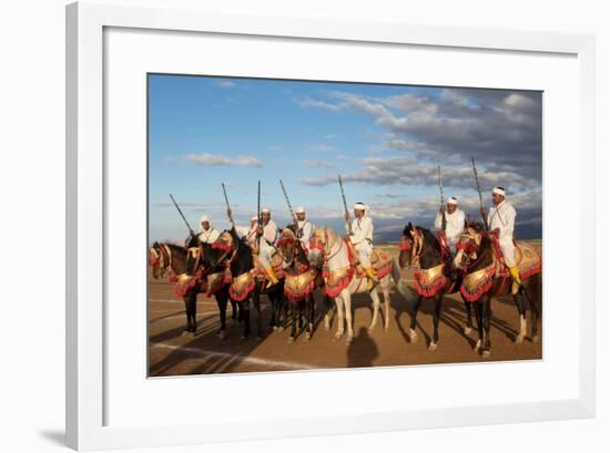 Berber Horsemen Lined Up for a Fantasia, Dades Valley, Morocco-null-Framed Photographic Print