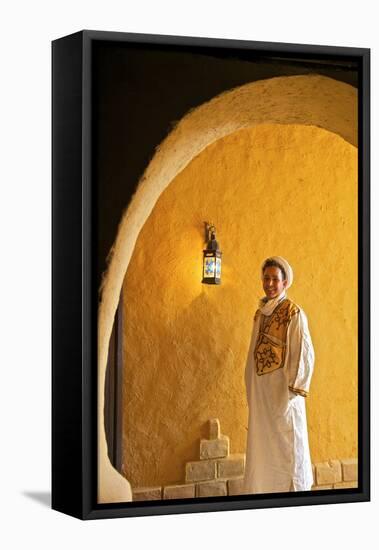 Berber Man in Berber Costume, Merzouga, Morocco, North Africa-Neil Farrin-Framed Premier Image Canvas