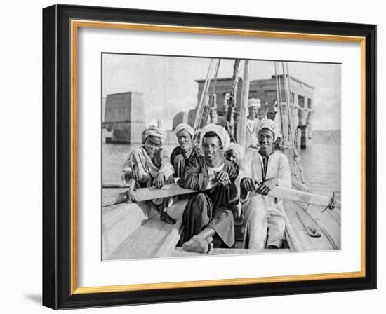 Berberin Boatmen, Flooded Isle of Philae, Egypt, C1922-Donald Mcleish-Framed Giclee Print