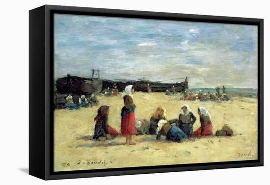 Berck, Fisherwomen on the Beach, 1876-Eugène Boudin-Framed Premier Image Canvas