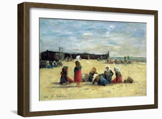 Berck, Fisherwomen on the Beach, 1876-Eugène Boudin-Framed Giclee Print