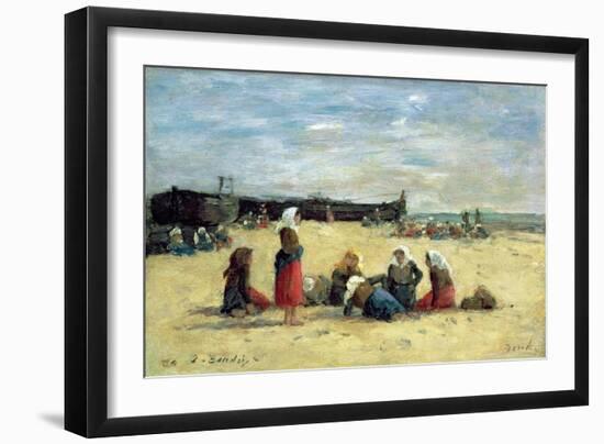 Berck, Fisherwomen on the Beach, 1876-Eugène Boudin-Framed Giclee Print