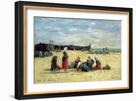 Berck, Fisherwomen on the Beach, 1876-Eugène Boudin-Framed Giclee Print