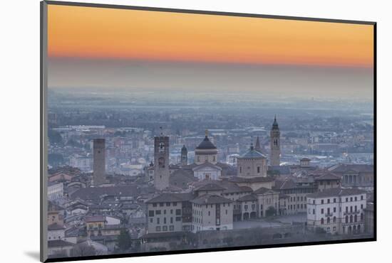 Bergamo, Lombardy, Italy. A view from San Vigilio at dusk.-ClickAlps-Mounted Photographic Print
