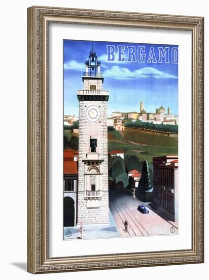 Bergamo Vintage Italian Travel Poster-null-Framed Art Print