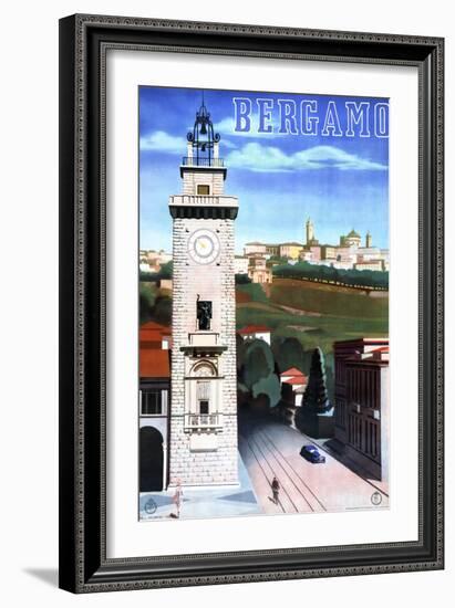 Bergamo Vintage Italian Travel Poster-null-Framed Art Print
