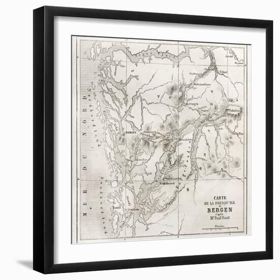 Bergen Peninsula Old Map-marzolino-Framed Art Print