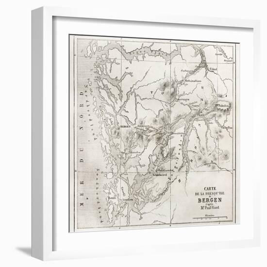 Bergen Peninsula Old Map-marzolino-Framed Art Print