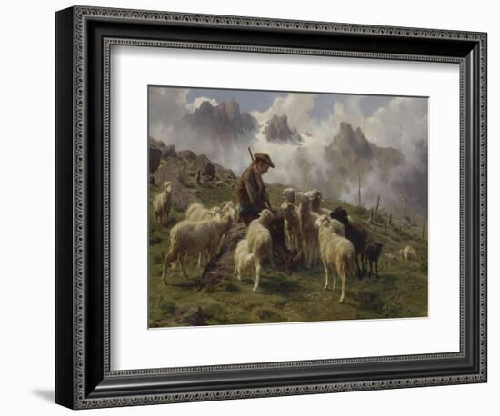 Berger des Pyrénées donnant du sel à ses moutons-Rosa Bonheur-Framed Giclee Print