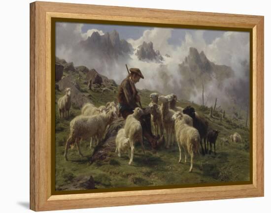 Berger des Pyrénées donnant du sel à ses moutons-Rosa Bonheur-Framed Premier Image Canvas