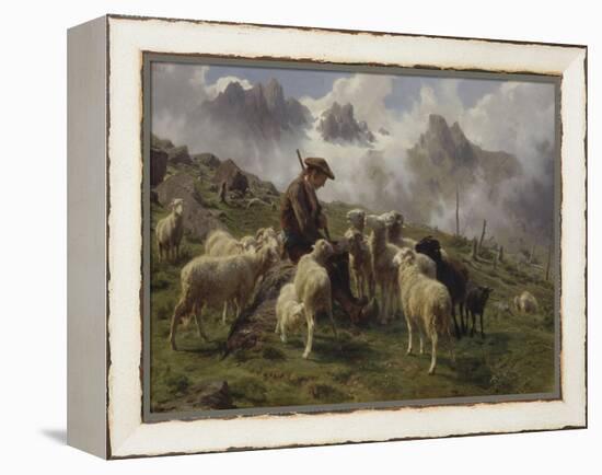 Berger des Pyrénées donnant du sel à ses moutons-Rosa Bonheur-Framed Premier Image Canvas