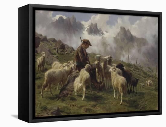 Berger des Pyrénées donnant du sel à ses moutons-Rosa Bonheur-Framed Premier Image Canvas