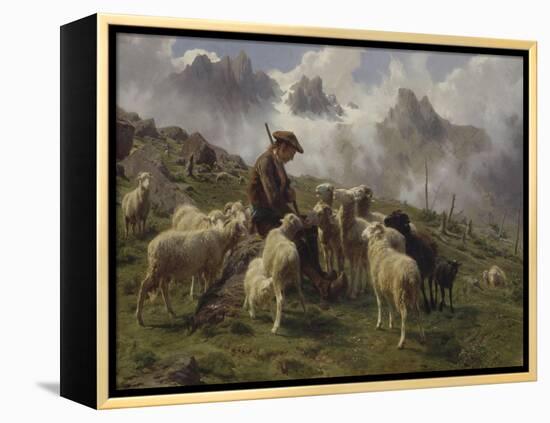 Berger des Pyrénées donnant du sel à ses moutons-Rosa Bonheur-Framed Premier Image Canvas