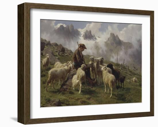 Berger des Pyrénées donnant du sel à ses moutons-Rosa Bonheur-Framed Giclee Print