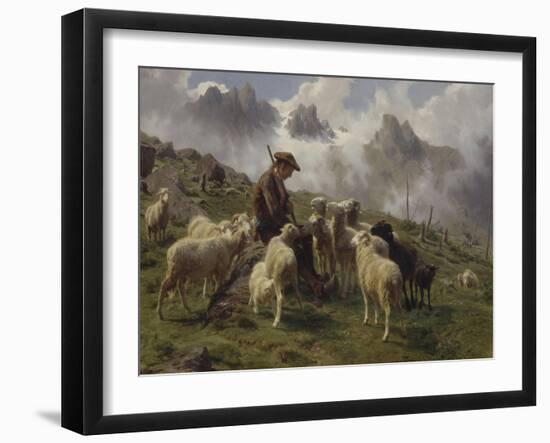 Berger des Pyrénées donnant du sel à ses moutons-Rosa Bonheur-Framed Giclee Print